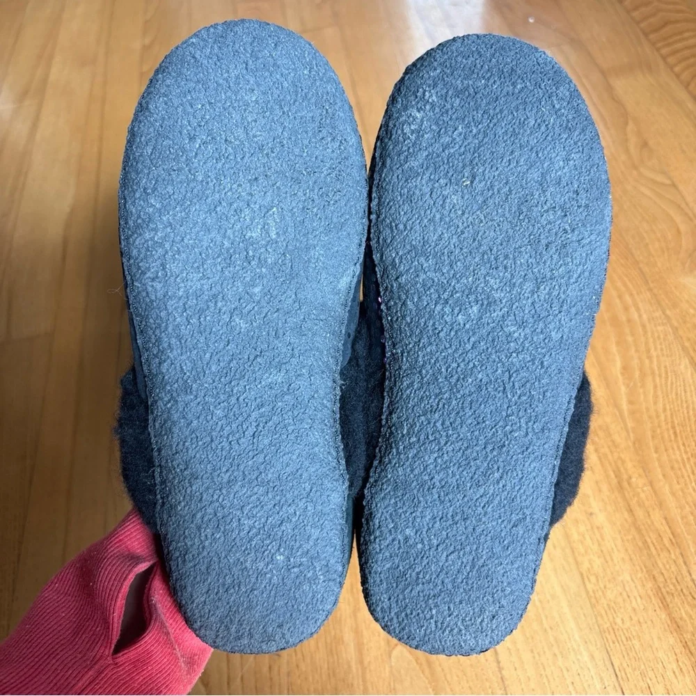 Sorel Nakiska II Slippers Slides Black Iridescent Faux Fur Youth Girls Size 5